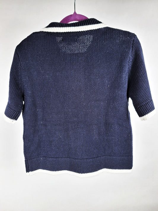 WHITE T Strickjacke navy/weiß