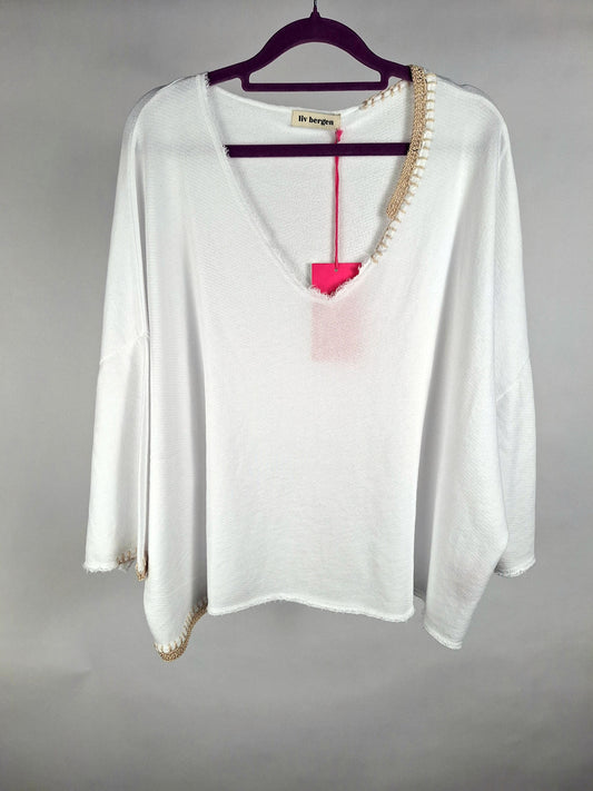 Liv Bergen Sweater Tansania organic optic white
