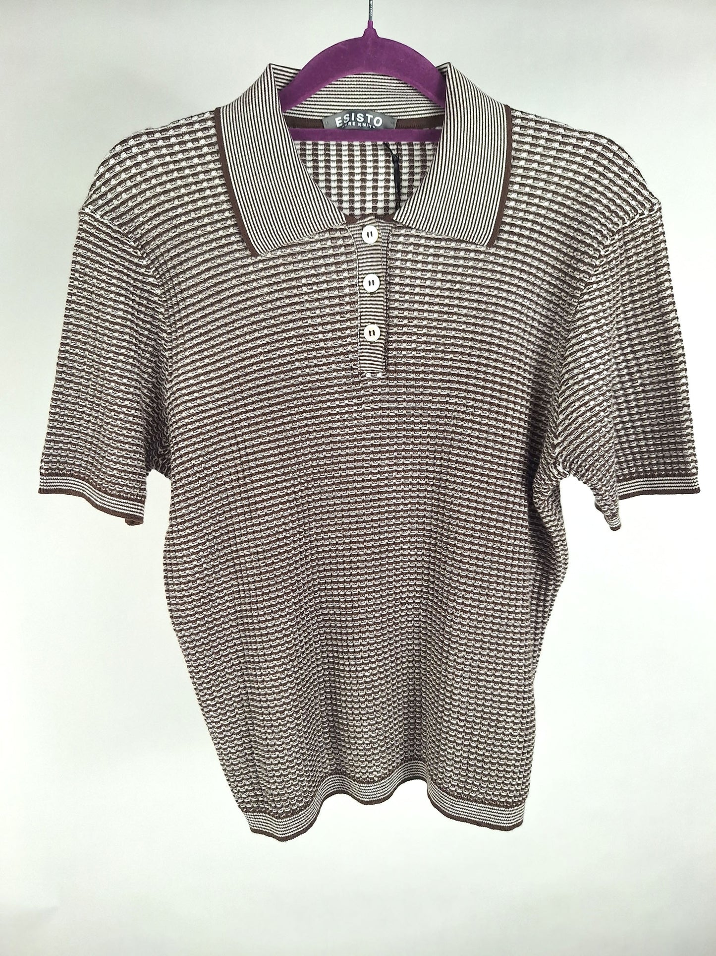 esisto Strickpolo coffee bean+white