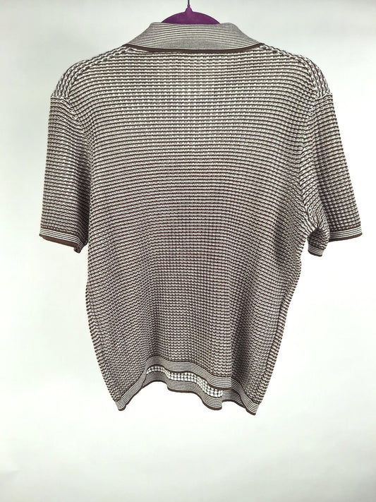 esisto Strickpolo coffee bean+white