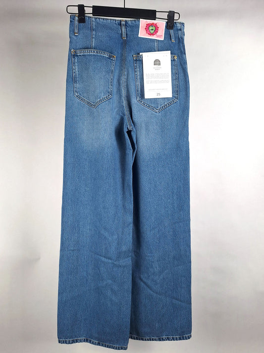 Goldgarn Jeans Wallstadt Twisted Wide Leg vintageblue hell