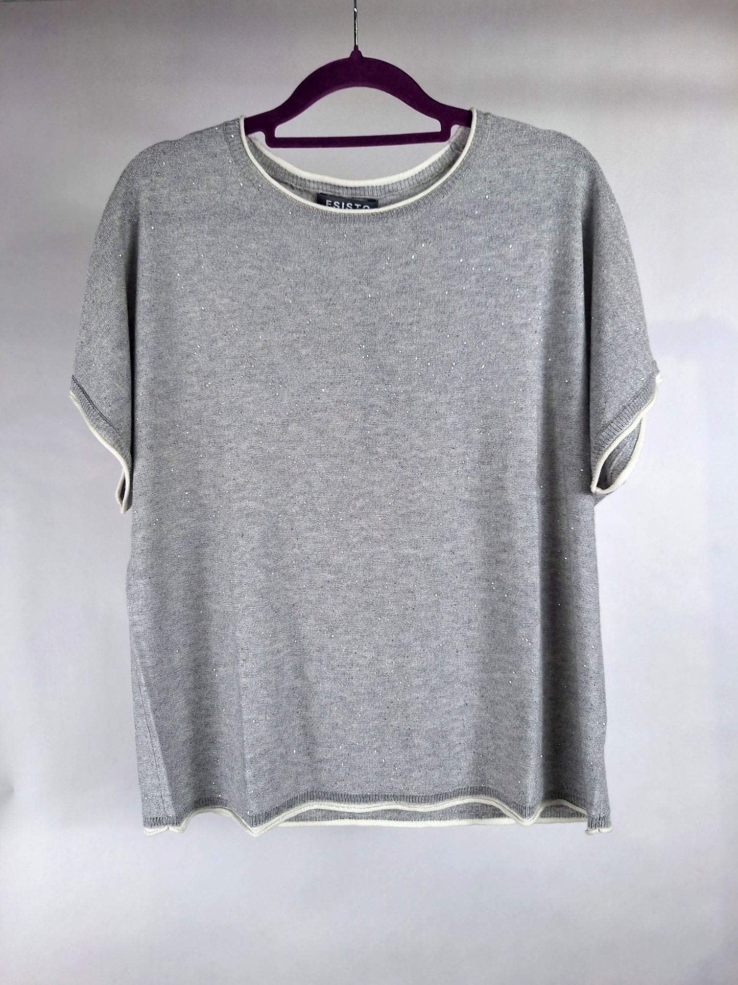 esisto Strickshirt silver moon/white glitzer