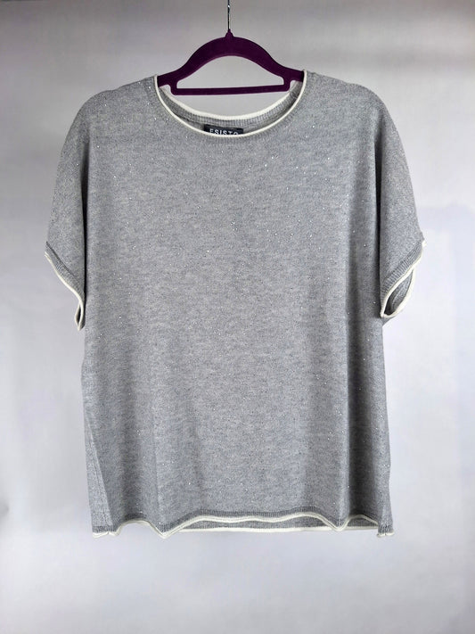 esisto Strickshirt silver moon/white glitzer