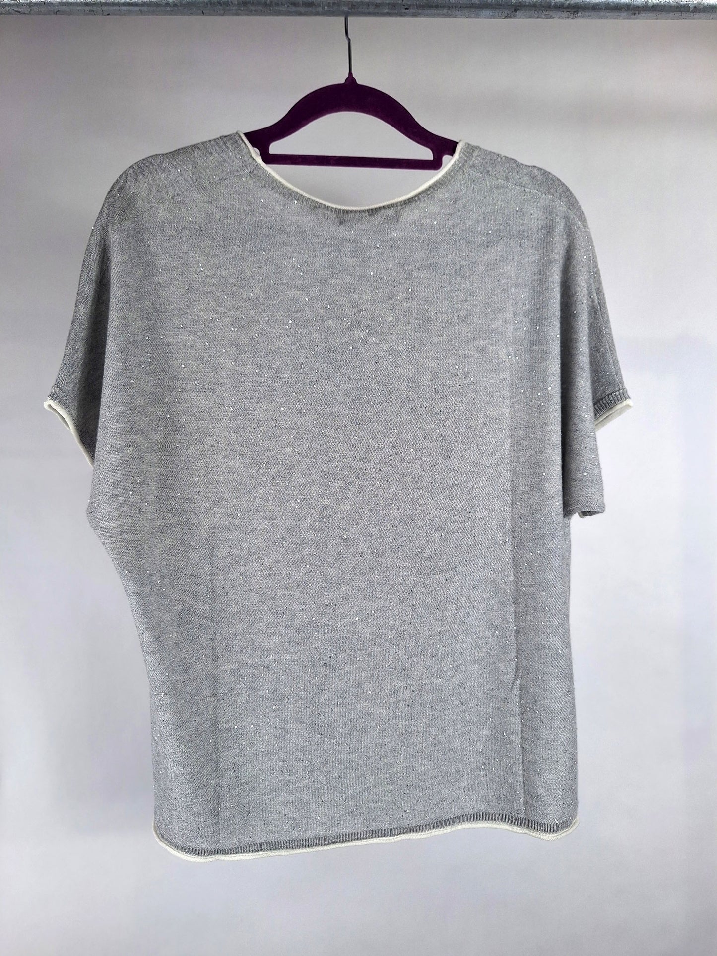 esisto Strickshirt silver moon/white glitzer