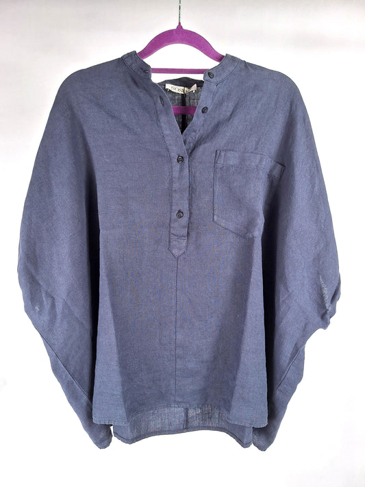 SOSUE Bluse Cowboy Button Linen navy