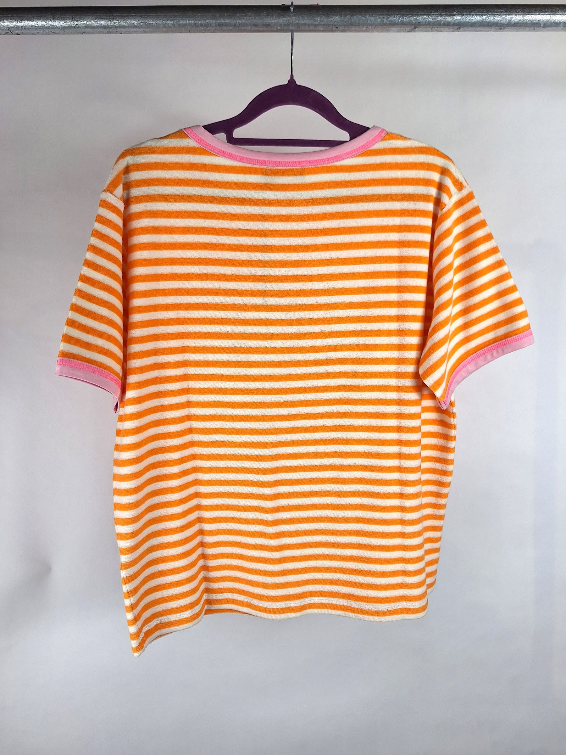 Grace Frotteeshirt Ringel Palme light orange pailletten