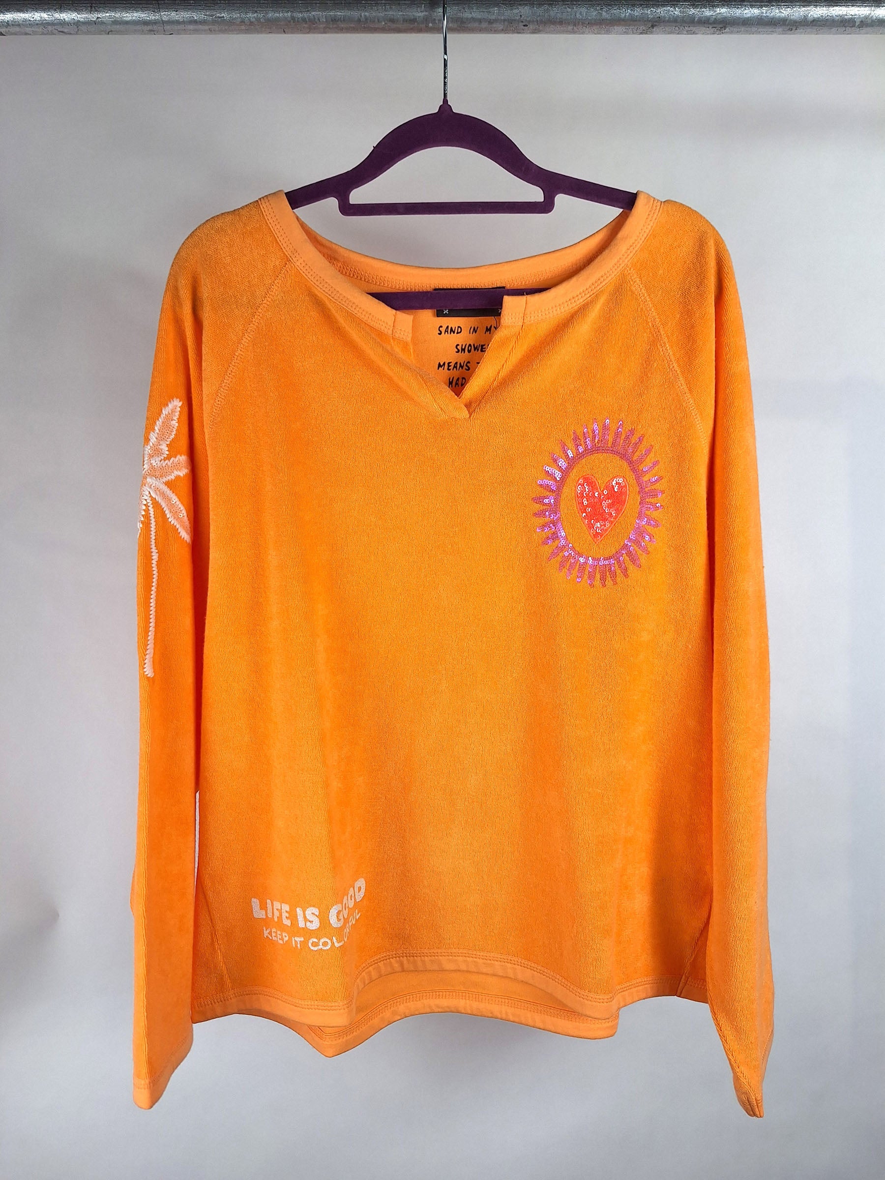 Grace Frotteesweat orange sundowner light orange Pailletten
