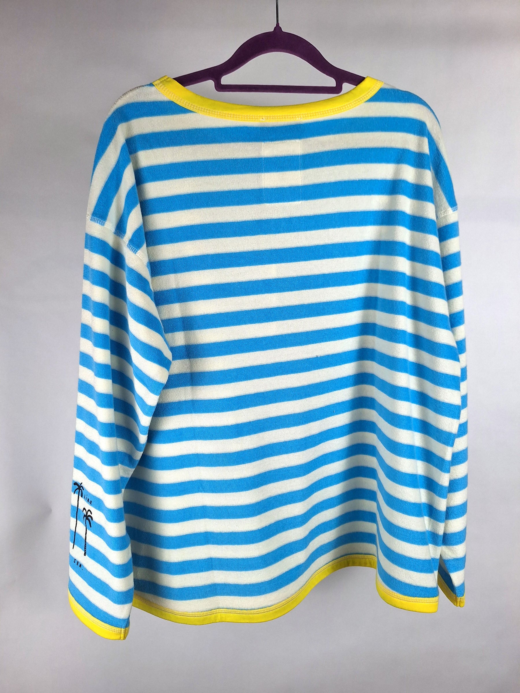 Grace Frotteesweat Ringel lightblue Pailletten