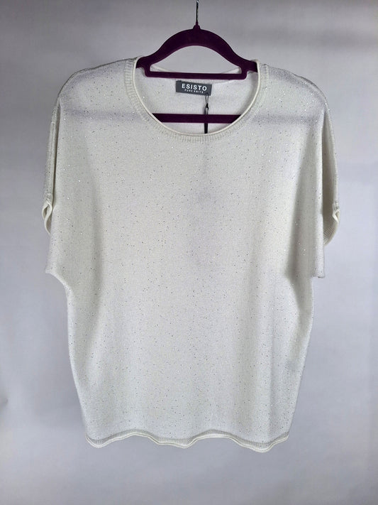 esisto Strickshirt summer white/white glitzer