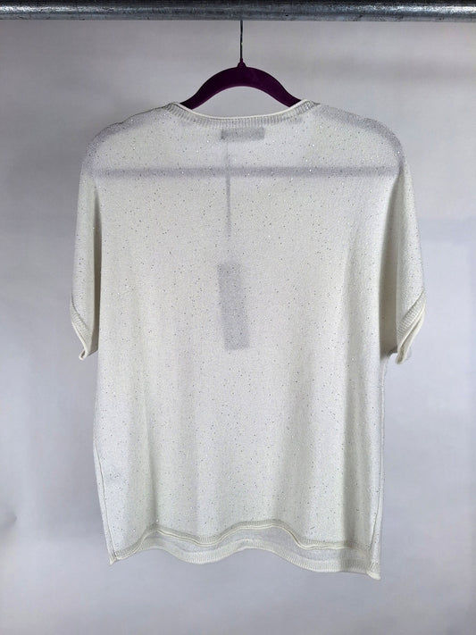esisto Strickshirt summer white/white glitzer