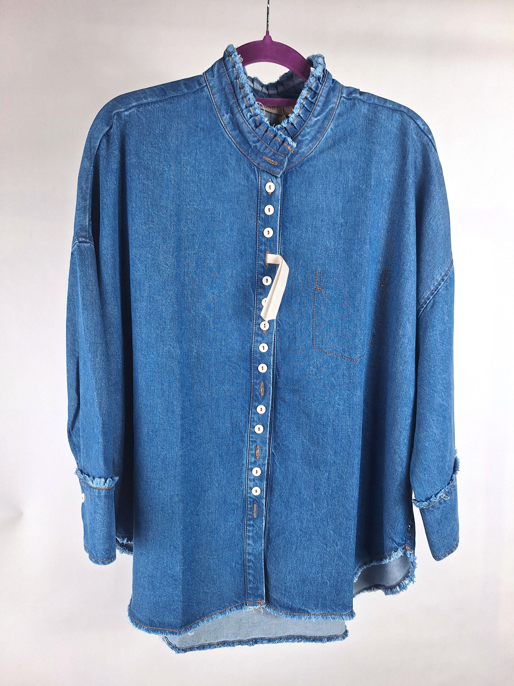 VON & ZU Jeansbluse hellblau
