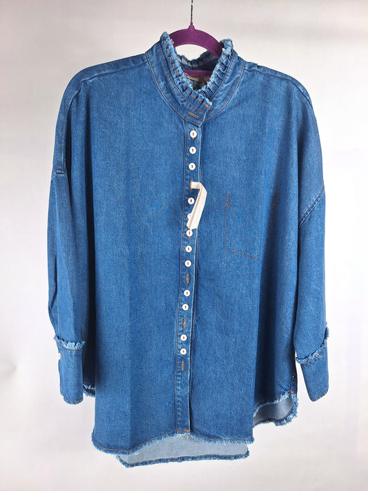 VON & ZU Jeansbluse hellblau