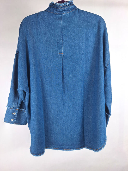 VON & ZU Jeansbluse hellblau