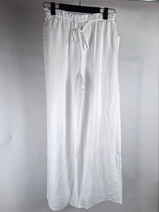 Bella Dahl Leinenhose ruffle waist wide leg white