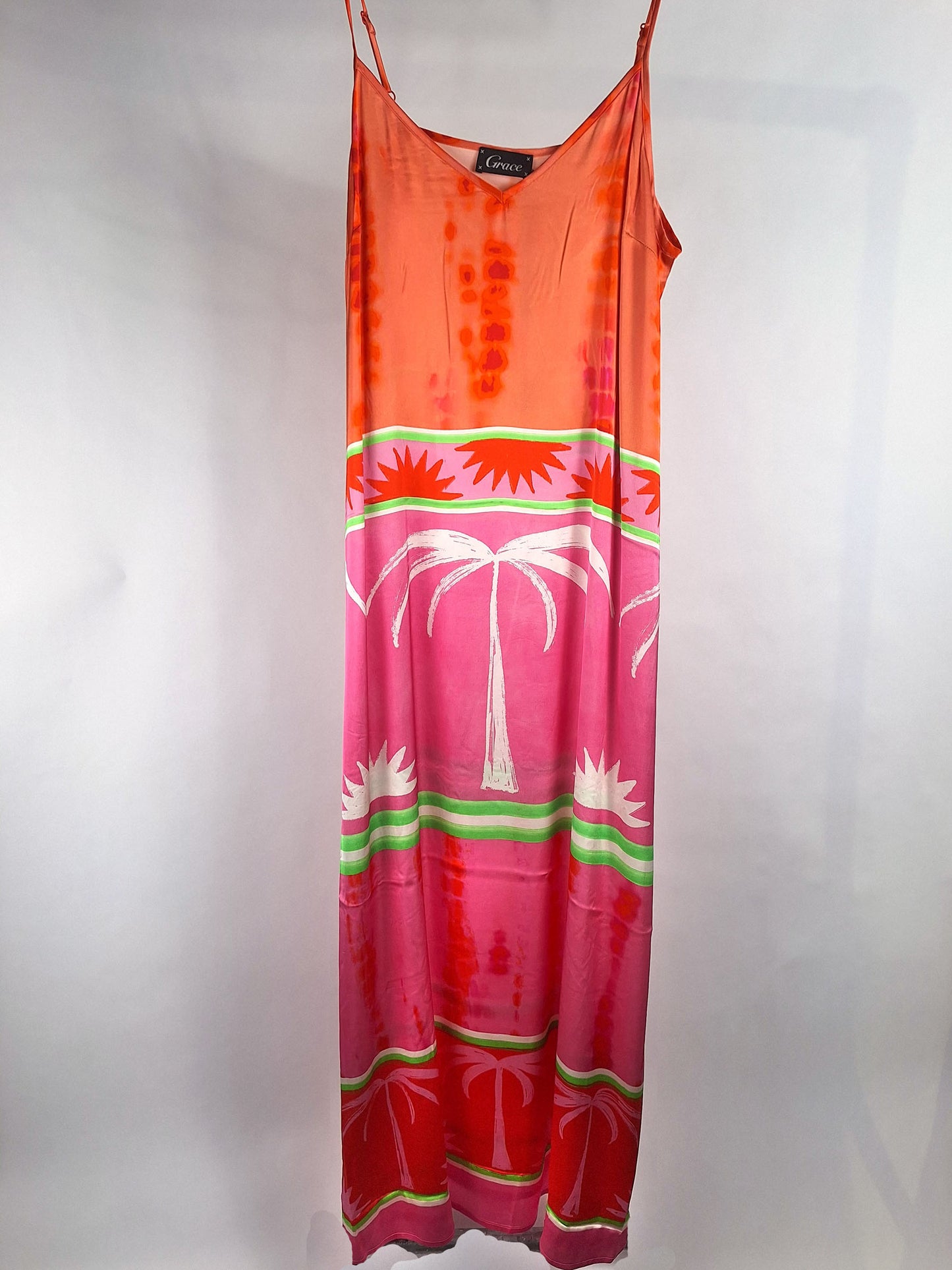 Grace Trägerkleid palm & Batik pink