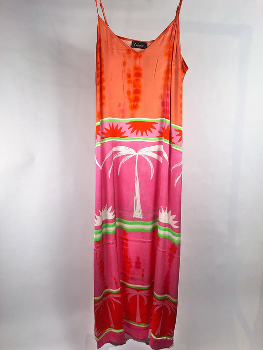 Grace Trägerkleid palm & Batik pink