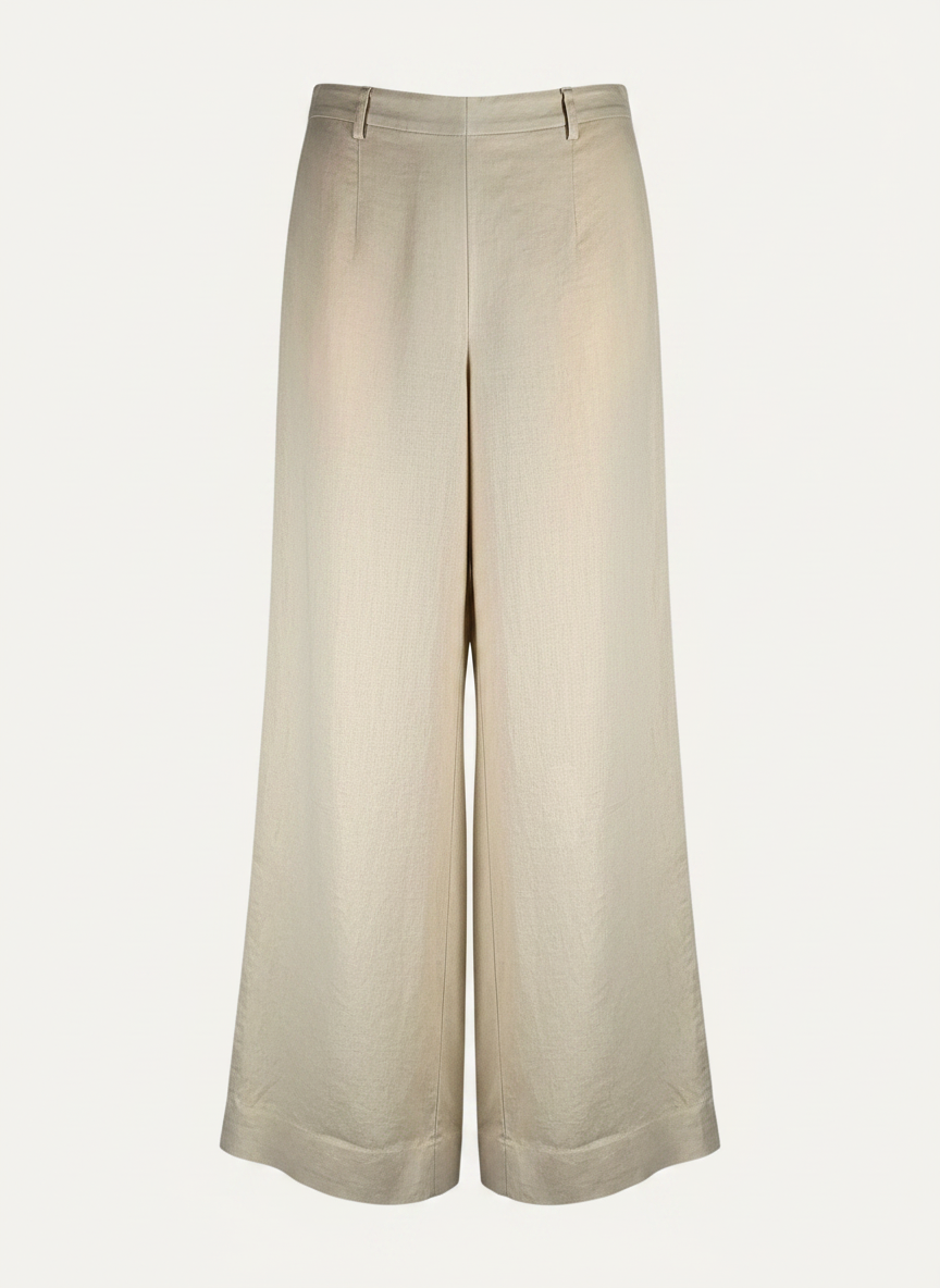Magasin Dawo JcSophie Maisy Hose aus beigem Leinen mit weitem Bein